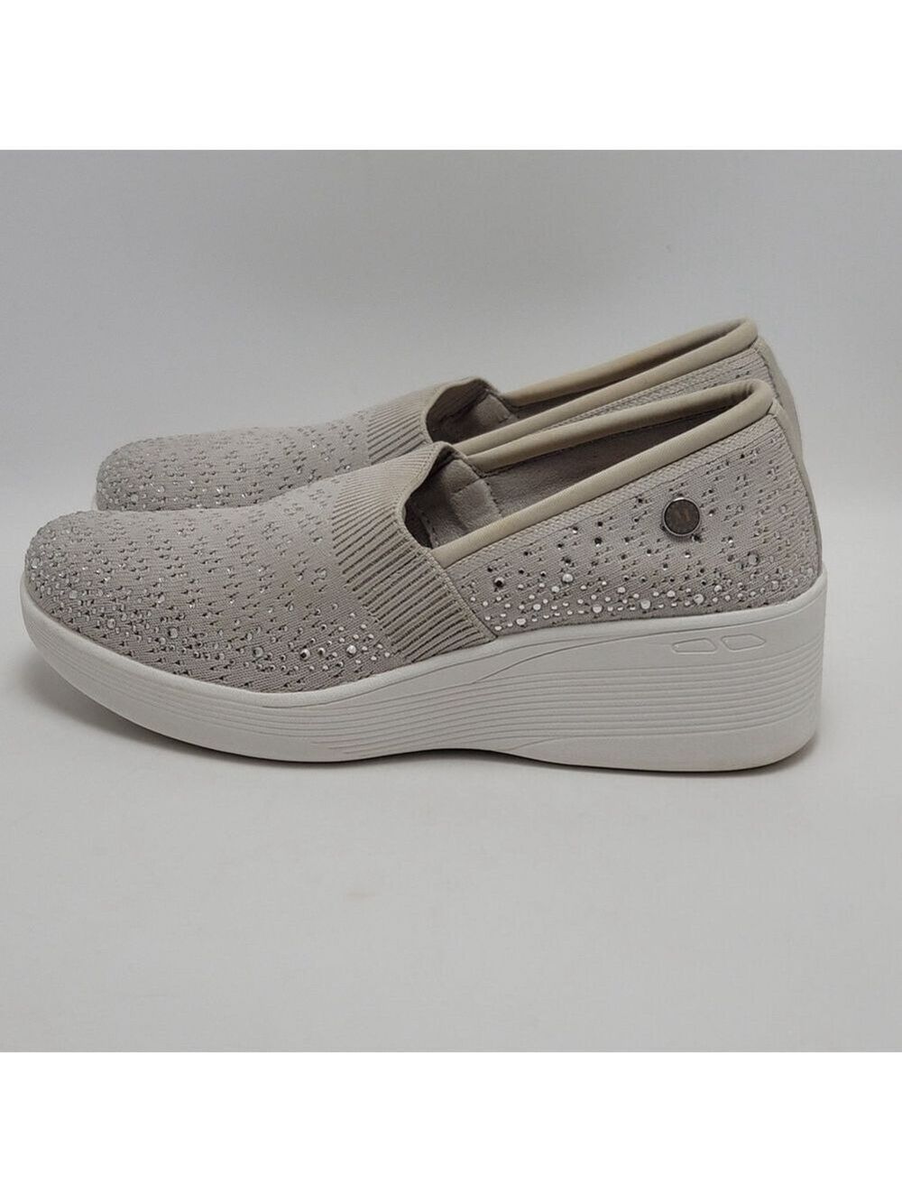Martha Stewart x Skechers Pier Lite Vegan Sparkle Slip Ons Wedge Sneakers Sz 8.5